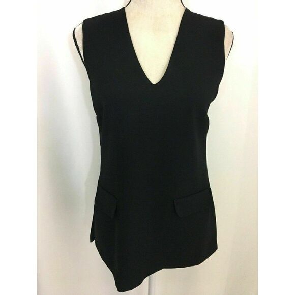 Zara Womens Solid Black V Neck Work Career Tank Top Xs - Picture 1 of 5